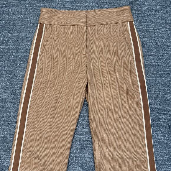 Veronica Beard Cormac Stripe Cropped Trouser Pants Women 4 Tweed Herringbone - Picture 8 of 12